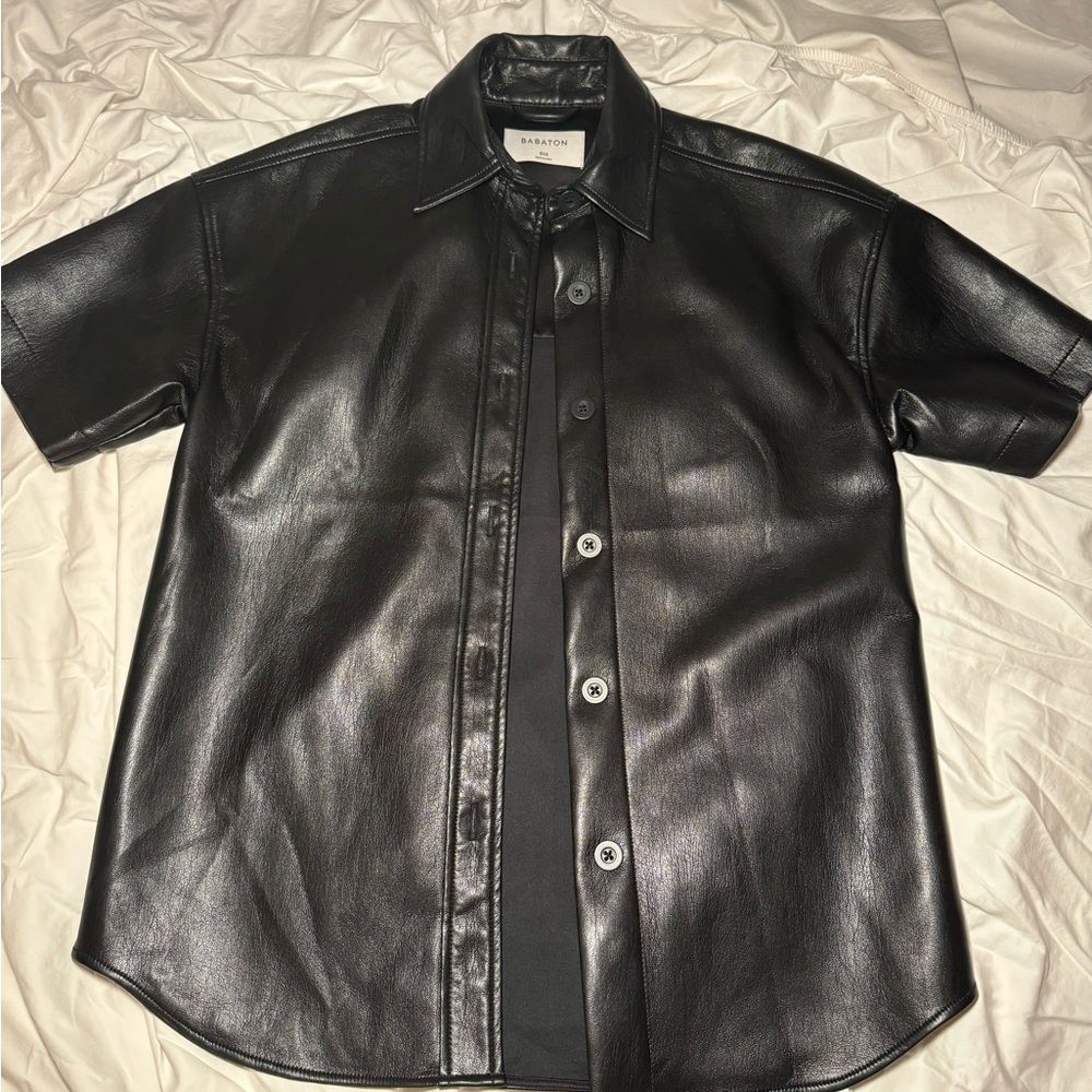 ARITZIA leather button up top